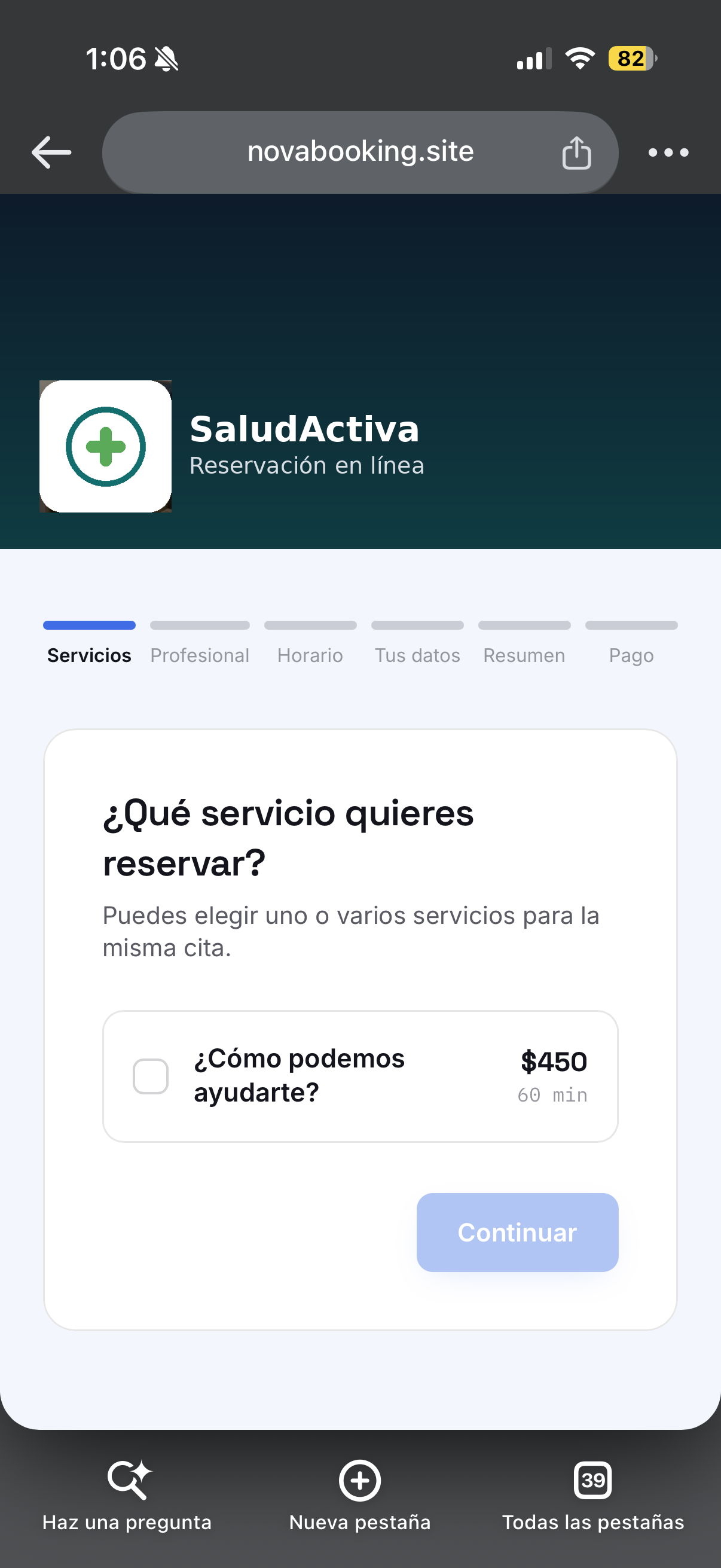 Paso 1: elegir servicio