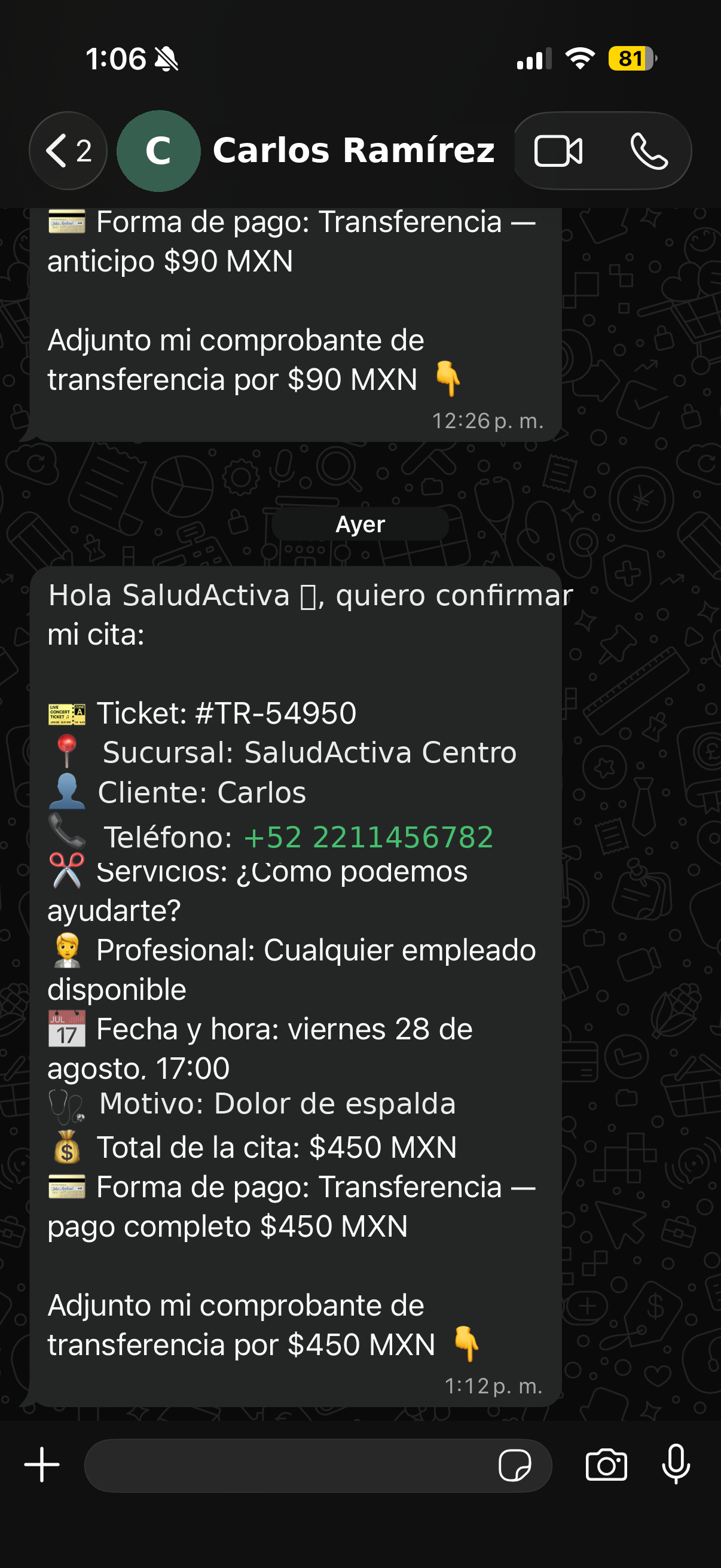 Paso 6: confirmación por WhatsApp